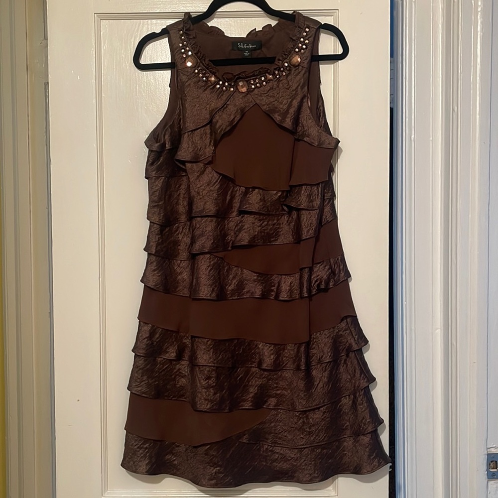 Brown Ruffle Dress